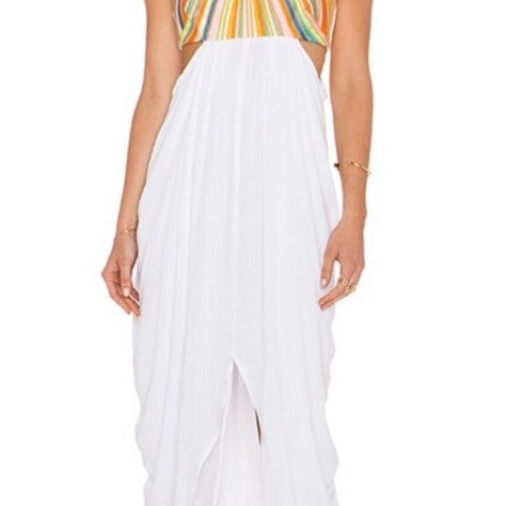 Mara Hoffman Swim Strapless Maxi Cover-Up Dress – Rainbow Stripe Bodice – Size L - Picture 2 of 13